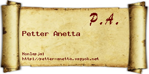 Petter Anetta névjegykártya